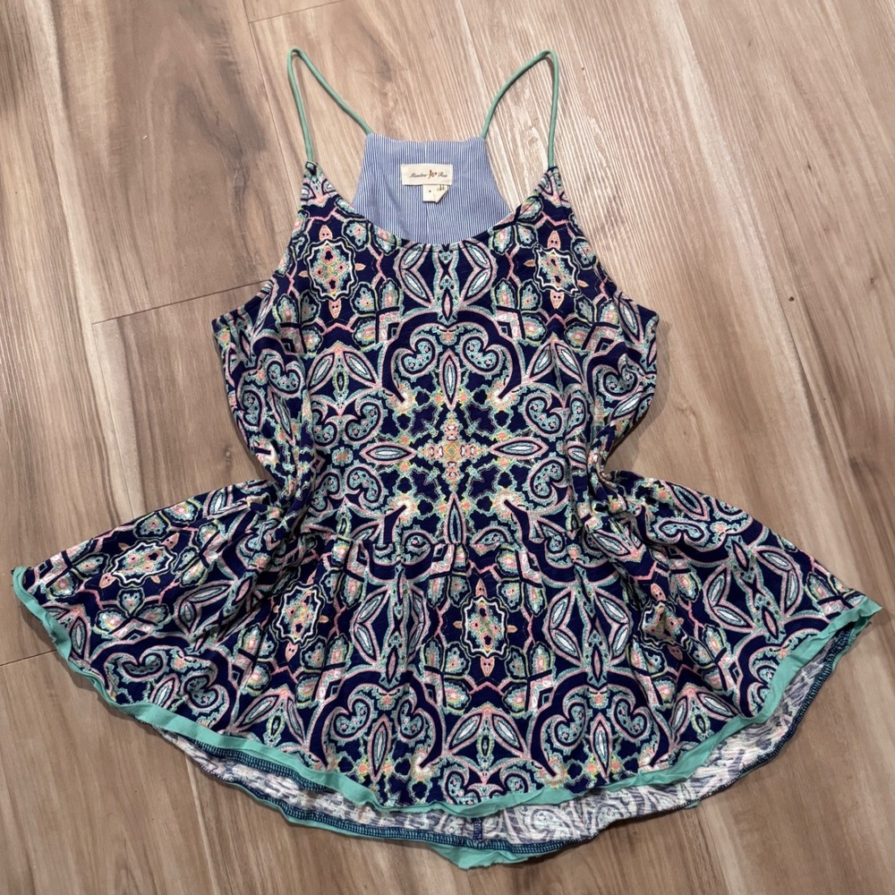 Anthropologie Meadow Rue y2k Paisley‎ Print Spaghetti Strap Tank Top Size S t2